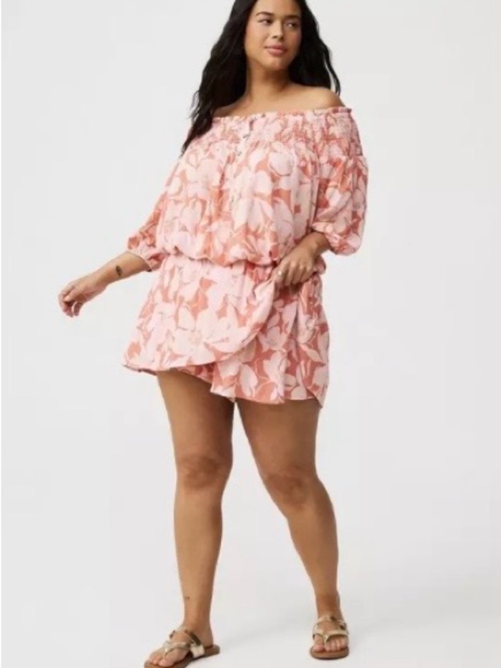 torrid Pink Floral high rise ruffle pull on Skort